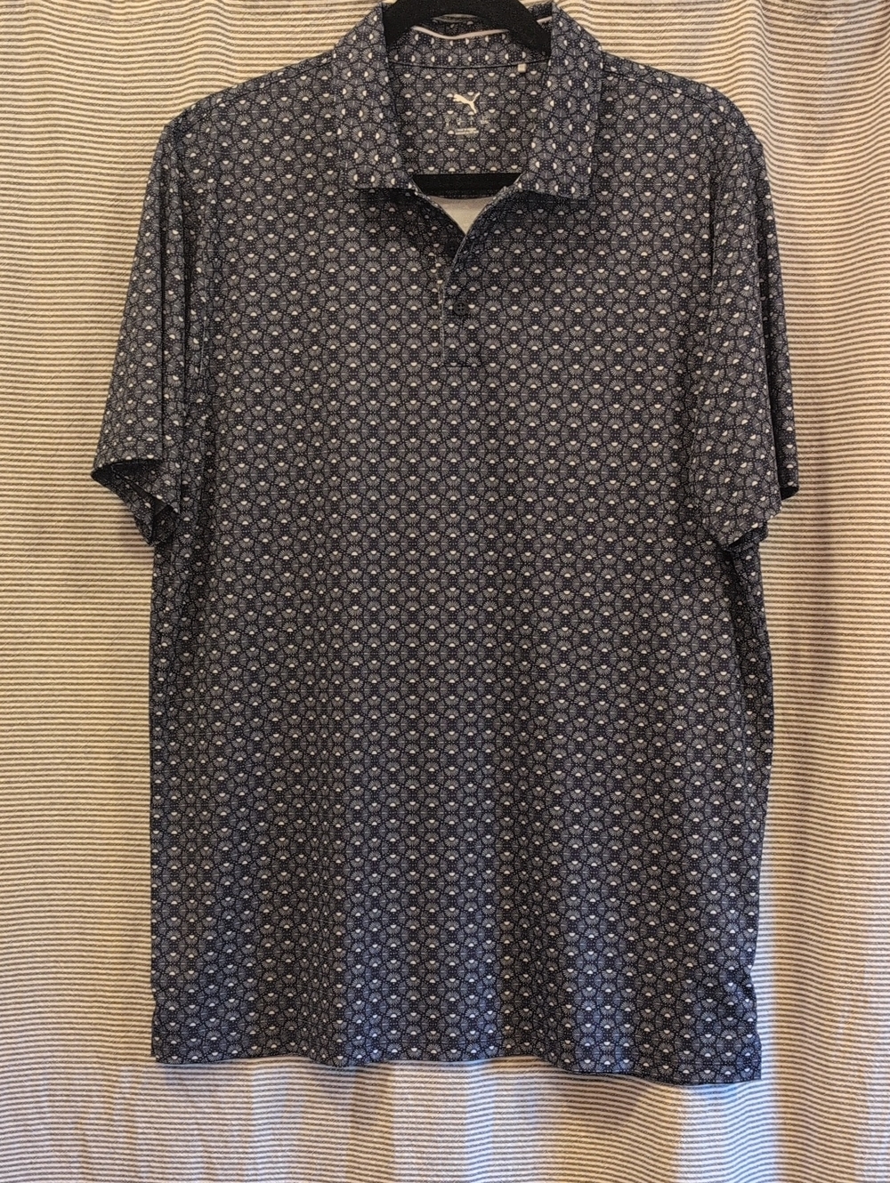 Puma Navy Blue Geometric Print Golf Polo